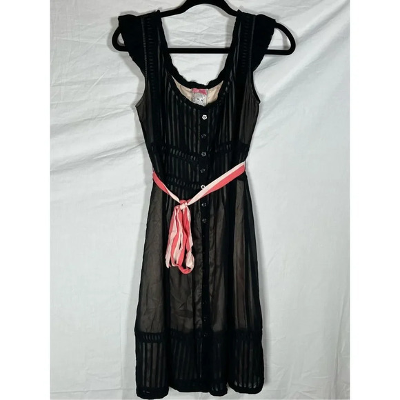 Yoana Baraschi Women’s Sleeveless Button Down Silk Lace Dress Black Size… - Picture 1 of 10